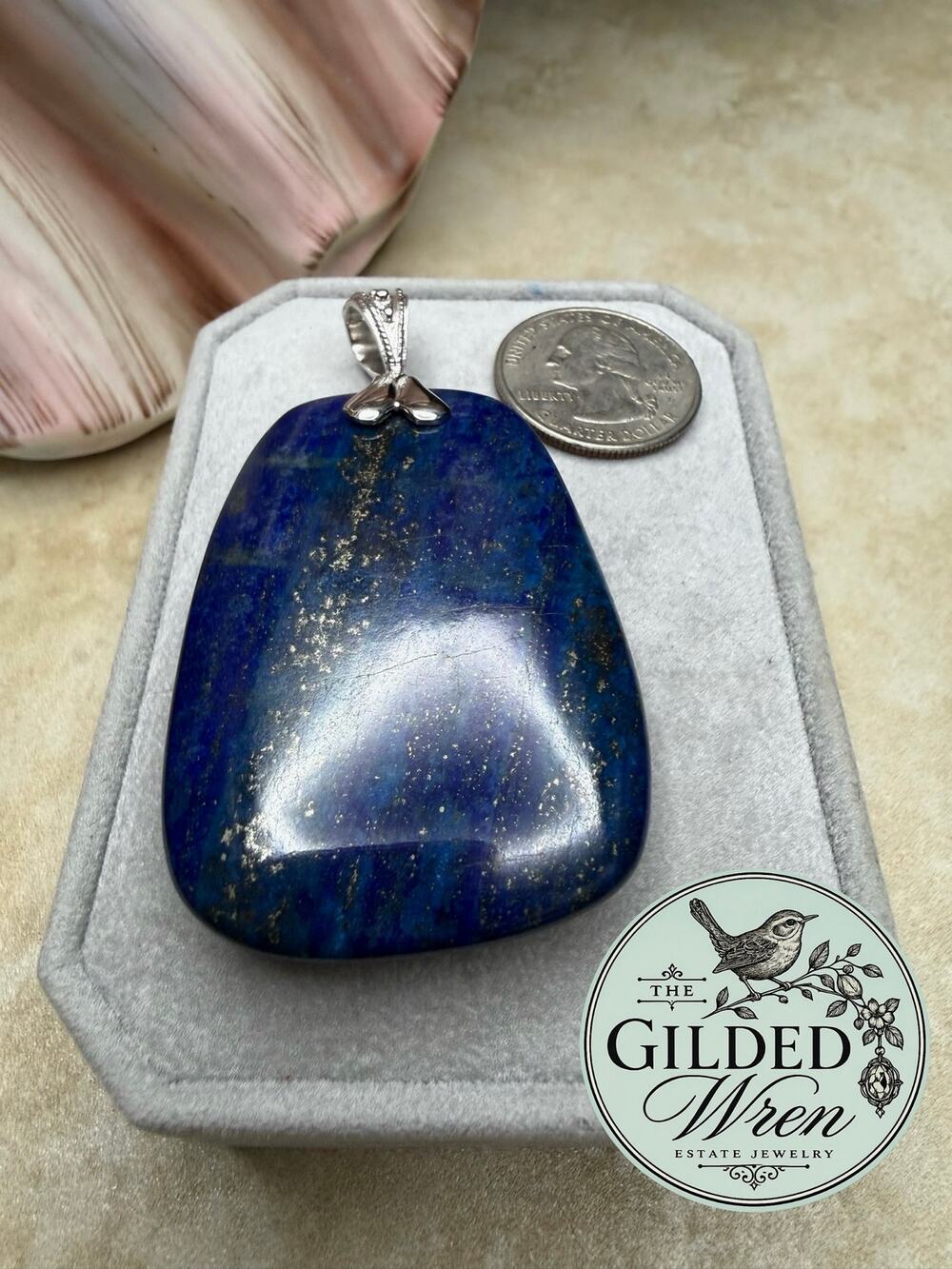 Lucas Lameth LUC 925 Sterling Silver XL Lapis Pyrite Pendant 45.79g 55mm